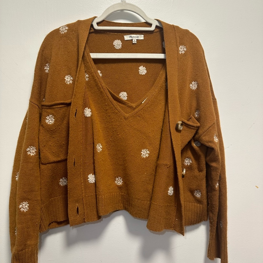 Madewell Brown Floral Women's Sweater Set